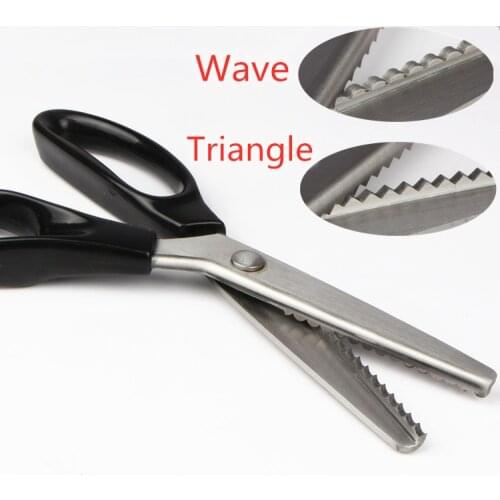 Leather Scissors Stainless Steel Tailor Scissors Three Wave Professional Sewing Fabric Tailor Zigzag Fabric Scissors Sewing Tool