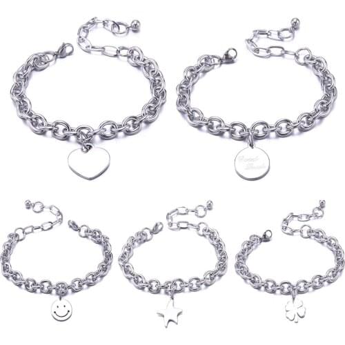 Hot Sale Buckle Design Bracelet New Style Brand Women Bracelet Stainless Steel Chain Heart Bangles Bracelets Fine Jewelry