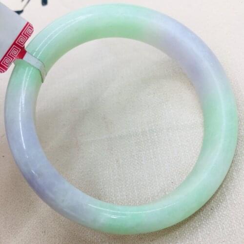 Natural Burmese Emerald Jade Elegant 52-62m Light Green Light Purple Bangle Princess Female Jade Bracelet Send A Country Certifi