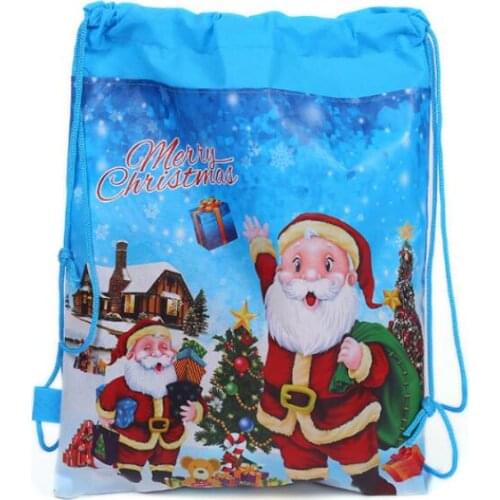 Non-Woven Holiday Gift Bag Reusable Christmas Santa Claus Drawstring Backpack Holders Xmas Party Favor present Stocking wrap