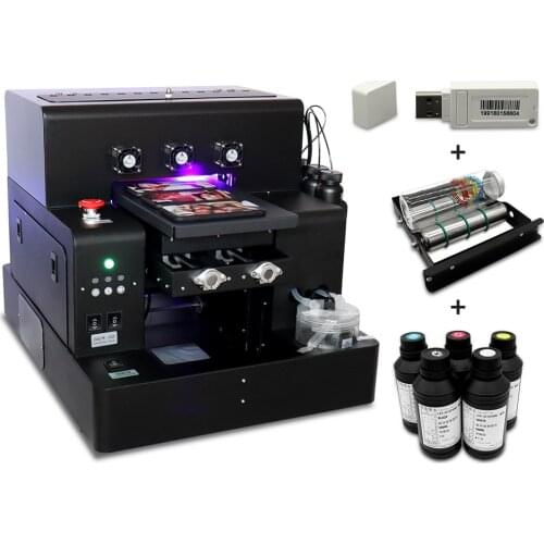 Full Automatic A4 UV Printer with Bottle Holder Cylindrical And Flatbed UV Printer For Phone Case,Acrylic,Metal Printing Machine