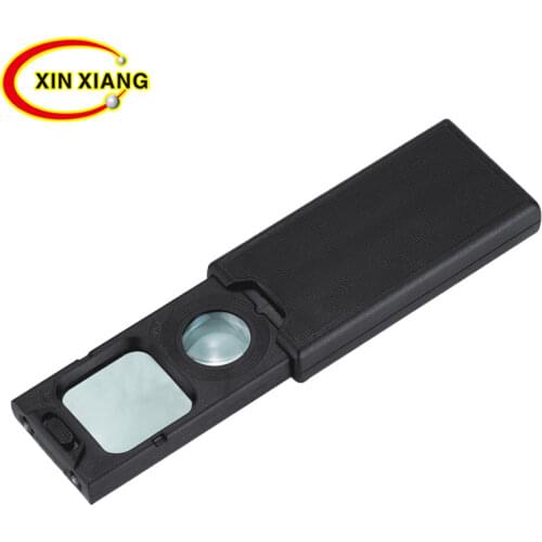 Portable Mini Reading Magnifier 5X 45X Pocket Magnifier for Reading 2 Led Magnifying Glass Jewelry Loupe Stamps Illuminated Lupe