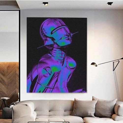 Vaporwave robot Futuristic art Painting wall Art Canvas for Living room home study dorm decoration prints No Frame