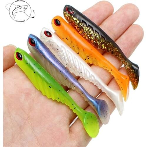 Fishing Lure 3D Eyes Artificial Rubber Odorless Plastic Soft Worm Bait 5pcs/set 7cm/2.9g Wobblers Glitter Powder Bionic Bait