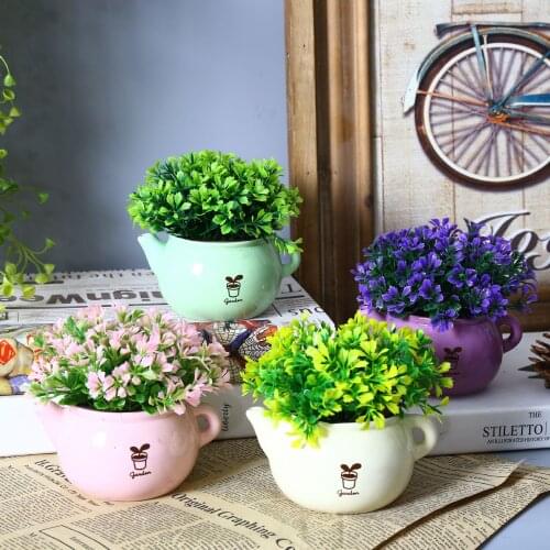 Garden plant false curd pot simulation Home Furnishing indoor living room decor decoration small bonsai suit 1438