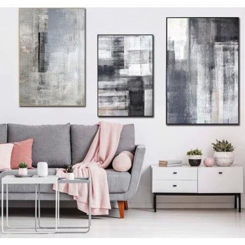 Modern Simplicity Abstract Gray Canvas Paintings Modular Pictures Wall Art Canvas Poster Living Room Decoration No Framed