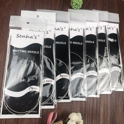 Free Shipping 65cm Stainless Steel Circular knitting needles set 7PCS/Set Size 2.0-5.0mm knitting needles Crafts