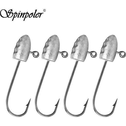 Spinpoler Outdoor Fishing Crappie Jig Head with Sharp Hook, Freshwater, 1g 2g 3g 4g Worm Hook, Unpainted, Package of 10