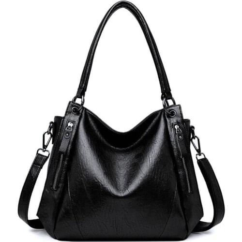 Double Zipper Women Tote Bag Soft Leather Bolsa Feminina Luxury Handbags Women Deisgner Shoulder Bag Big Capacity Sac Main Femme