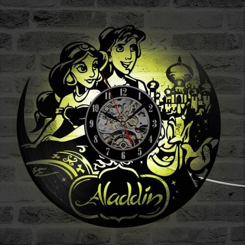 Lamp Cartoon Film CD LED Record Clock Creative Round Vinyl Record Hanging Clock Antique Room Decor Wall Clock for Kids