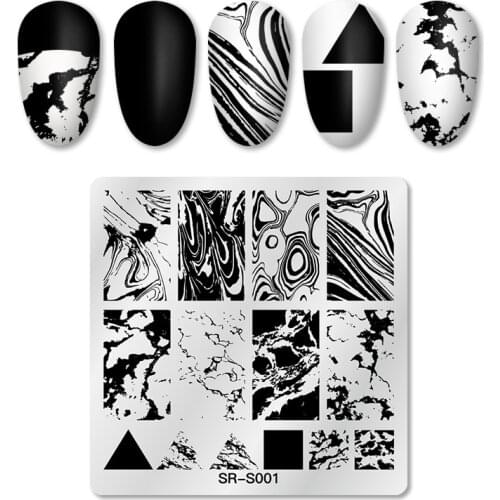1 Pcs Square Stamping Plates Stainless Steel Overprint Marble Design Nail Image Stamp Stencils Nail Art Accessories Tool