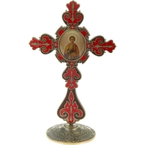 Engraved cross badge.antique bronze arts & crafts for Russian collection."therapist" icon cross for living room home decor