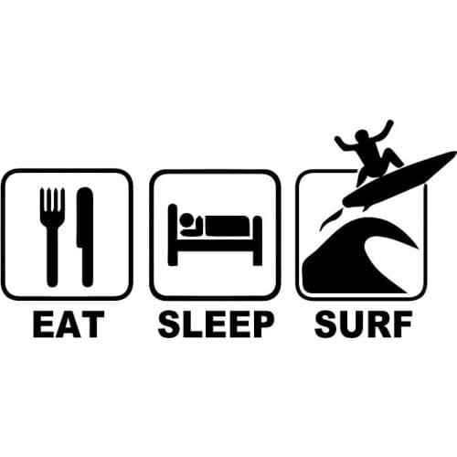 Funny Car Stickers Eat Sleep Surf Window Sticker Pvc for Notebook AUTO Door Motorcycles,18x6cm