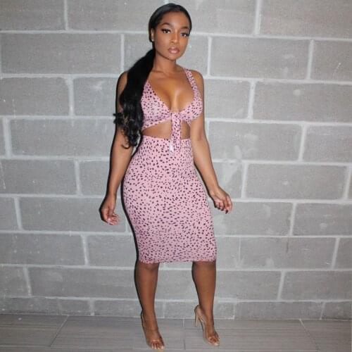 ZKYZWX Leopard Two Piece Dress Set for Women Sleeveless Bandage Breast Wrap Summer Sexy Bodycon Beach Dresses Matching Sets