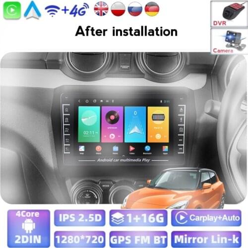 1280*720 HD Android Car Multimedia Stereo Radio Gps Player For Suzuki Swift 2017 2018 2019 2020 Support ADAS DVR/AM Radio IPS
