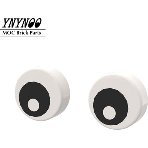 20-40Pcs/lot Tile Round 1x1 with Eye, Double Pupil Printed Stickers 98138pr0096 Tiles Curved MOC Building Blocks Bricks DIY Toys