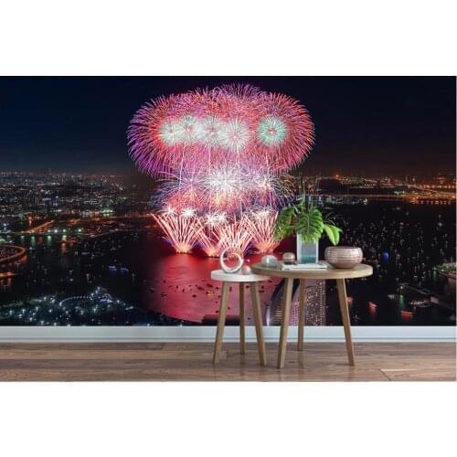 3d photo wallpaper custom mural Festival view of fireworks exploding on the lake home decor wall paper in the living room