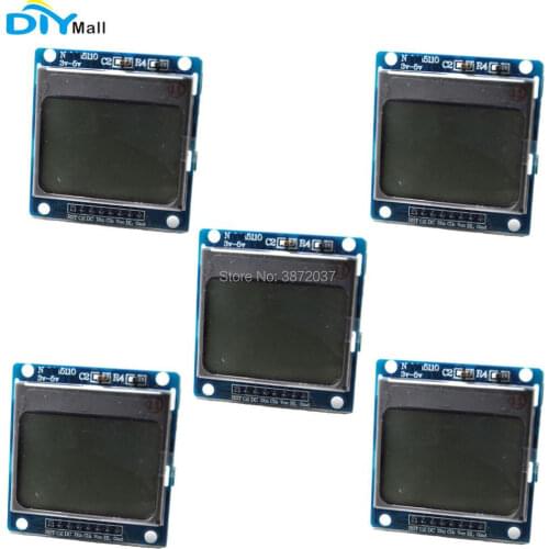 5pcs/lot 5110 LCD Module Display Screen 45*45 PCB with Blue Backlight for Arduino 1.6" Nokia 5110