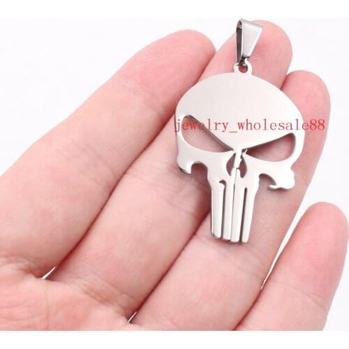 5pcs Lots Plain skull Pendant Stainless steel DIY jewelry Finding high polished ICP