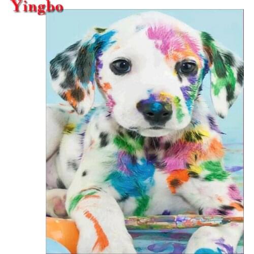Full Square round Drill 5D DIY Diamond Painting Color dog animal diamond Embroidery Cross Stitch kits mosaic pictures by numbers
