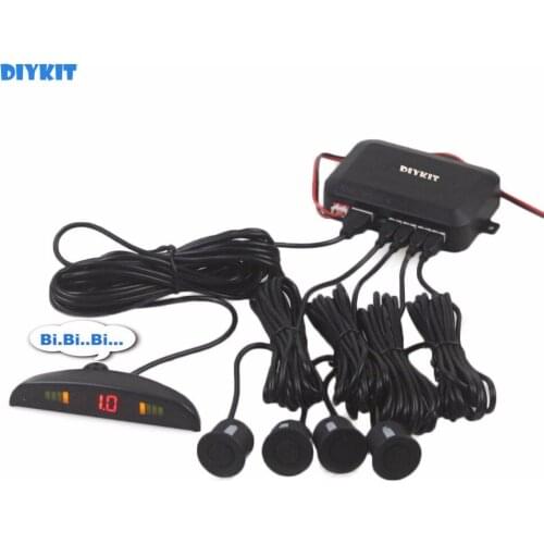 DIYKIT Car Parking Radar Sensors Backup Radar Rear View System with LED Backlight Display + 4 Sensors