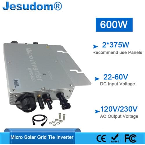 600W Solar Power Inverter Wireless 433MHz Version Grid Tie Converter with Pure Sine Wave Output IP67 Waterproof Solar Inverter