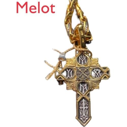 Big Ivan Estonia 925 Silver Handmade Orthodox Cross Pendant Double-Sided Embossed Gilding