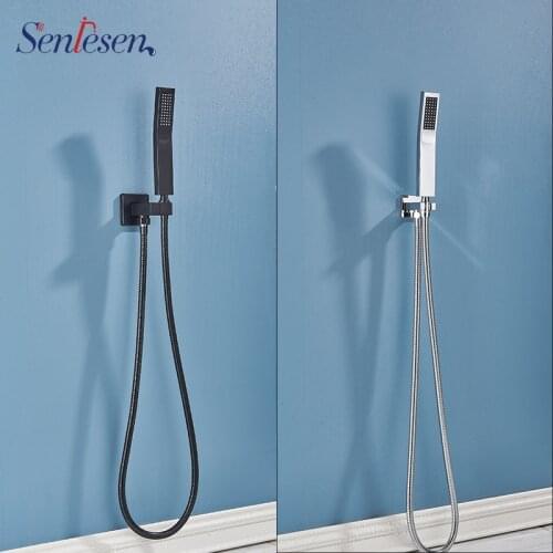 Dfrkjhre Matte Black Hand Shower Hand Shower Holder & Shower Hose Water Rainfall Square ABS Hand Shower