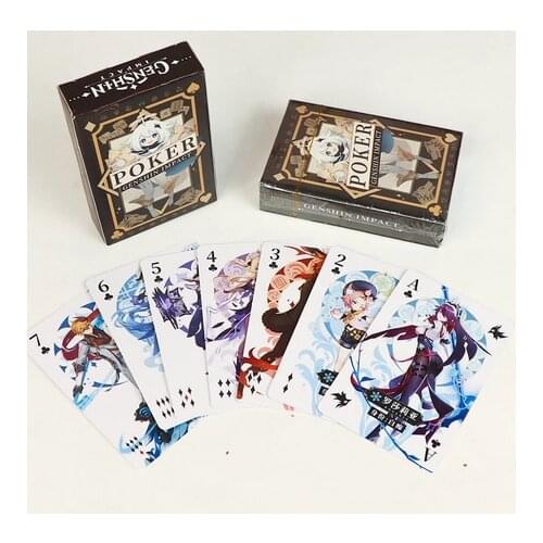 Genshin Impact Zhongli Venti Kaedehara Kazuha Kamisato Ayaka Cosplay Poker Desk Playing Cards Board Gaming Card Creative Gift