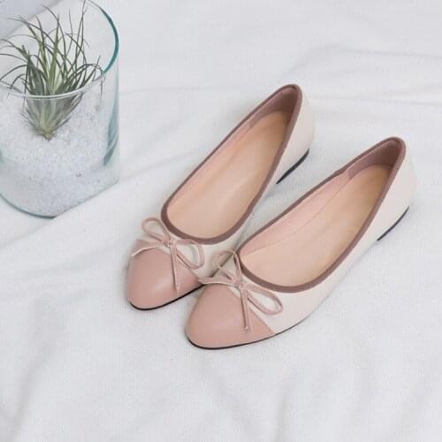 Kmeioo 2019 leisure cowskin flat shoes high quality comfortable boat shoes women pointed toe flats shallow shoes