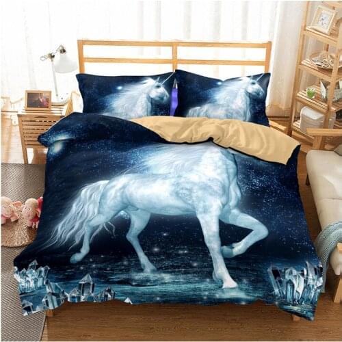 BEST.WENSD Unicorn bed comforter quilt cover set pillowcover kids bedding set housse de couette 220x240 luxury Double bed cover