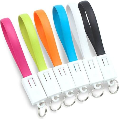 1pc Multi-Function Keyring Mini Cord Portable Sync Cord Type C Micro USB Keychain Charger Cable Data for iPhone Android Type C