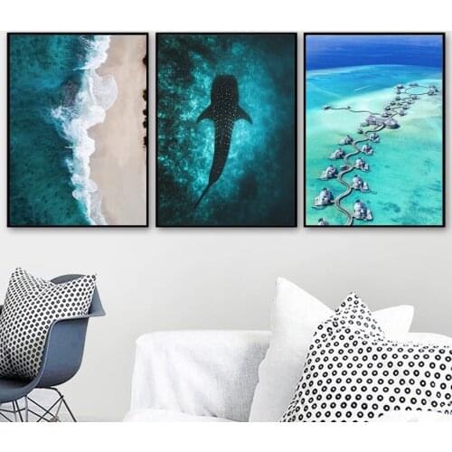 Seascape Posters And Prints Shark Forest Wall Art Canvas Painting Scandinavian Modular Pictures For Living Room Home Decor