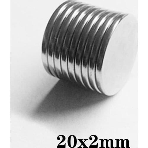 5~100pcs 20x2 mm Powerful Strong Magnetic magnet 20mmx2mm Permanent Neodymium Magnets disc 20x2mm Round Magnet sheet 20*2