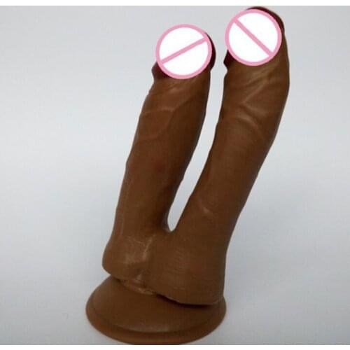 Men real felling strong suction cup big penis double penis Massage vagina anus same time erotic sex toys female enjoy life