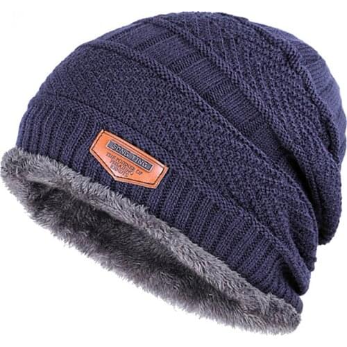 New Unisex Thick Wool Beanie Hat Men Women Velvet Wool Knitted Bonnet Caps Male Cycling Outdoor Warm Hat Wholesale