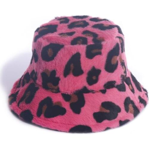 Womens winter rabbit fur bucket hat ladies classic leopard Basin cap Laday Outdoor sports fisherman hats men street Panama