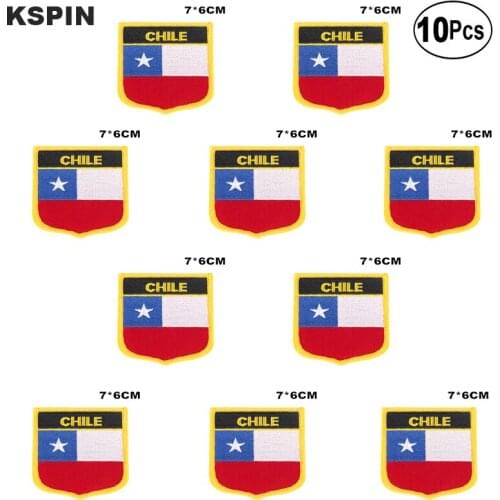 Chile Flag Embroidery Patches Iron on Saw on Transfer patches Sewing Applications for Clothes in Home&Garden