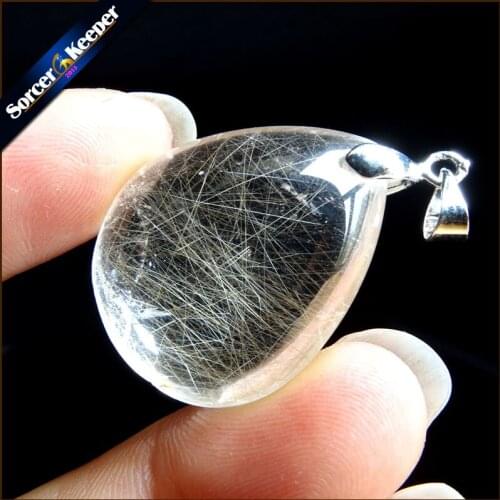 Genuine Natural Gold Rutilated Quartz Crystal Cabochon Setting Necklace Pendant Stone Beads for DIY Jewelry Making OS577