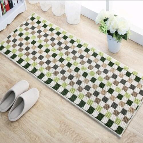 Simple Plaid Anti-skid Kitchen Mat Anti-skid Entrance Door Mat Water Absorption Bathroom Carpet Soft Bedside Hallway Rug Kitchen
