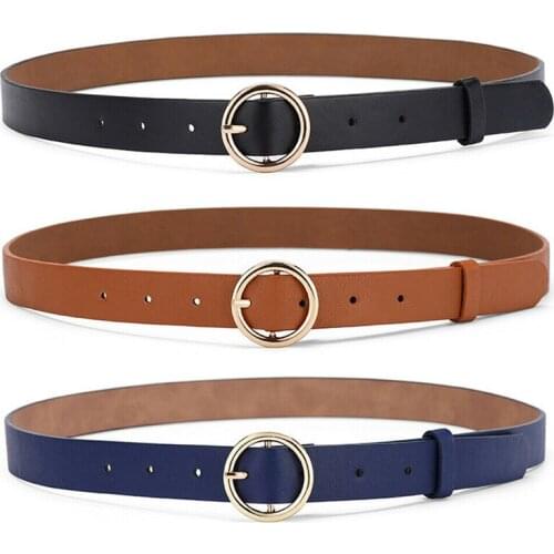 New Women Belt Classic Fashion Solid Soft Leather Waistband Wide Belt Strap Belts Round lock Wasit Belt