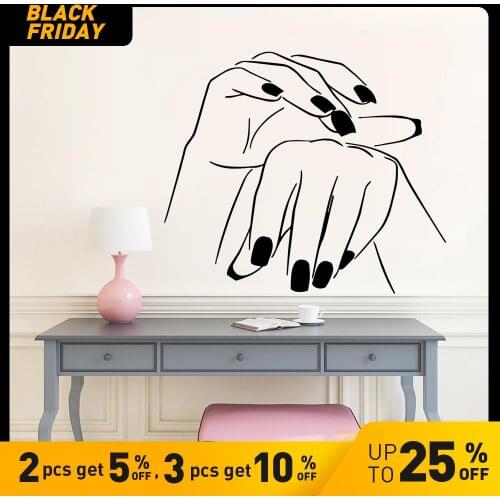 Removable Wall Vinyl nail salon Pvc Wall Stickers For Beauty Salon Background Wall Art Decal Sticker Wallpaper