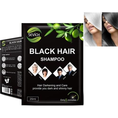 10pcs /Lot Black Hair Shampoo Fast Dyeing Gray White Become Black Hair Color 5 Minutes Natural Vegetable Lasting Month Hair Care