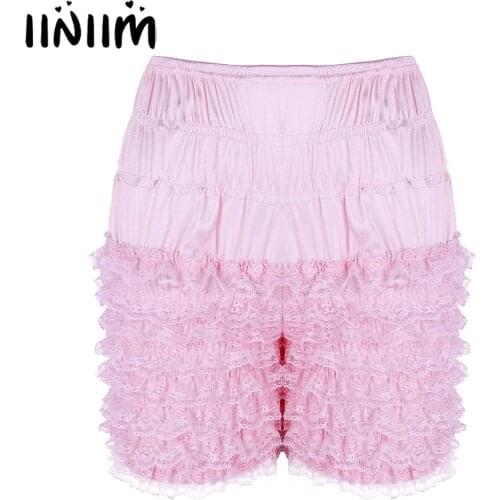 Sexy Womens Ruffle Summer Casual Shorts Bloomers Lace Sissy Frilly Knickers Layered Boyshort Womens Clubwear Dance Shorts