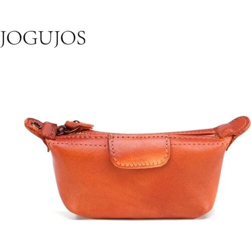 JOGUJOS New Dumplings Genuine Leather Mini Money Bag Small Men Women Change Coin Purse Wallet Cards Holder Female Pouch Bags