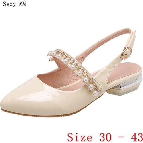 Low High Heels Women Pumps Girl Low High Heel Shoes Mary Janes Woman Shoes Kitten Heels Small Plus Size 30 31 32 33 -40 41 42 43