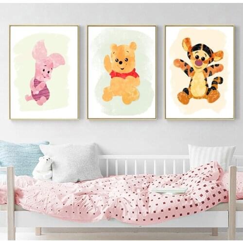 Winnie Pooh Poster Painting Animal Nursery Wall Art Print Rabbit Canvas Painting Nordic Wall Picture Girl Baby Room Decoration