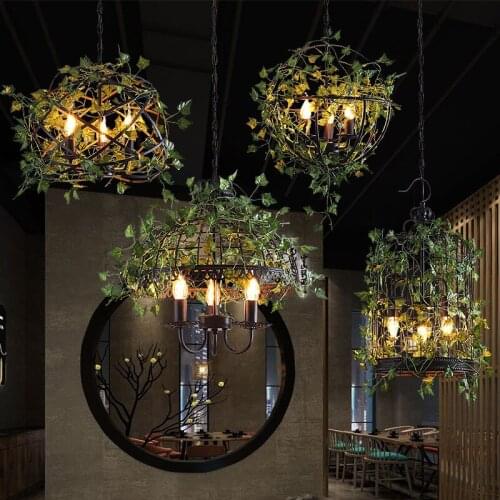 Vintage Industrial Plant Birdcage Pendant Lights Living Room Decor Hanging Lamp Music Themed Bar Cafe Dining Room Light Fixtures