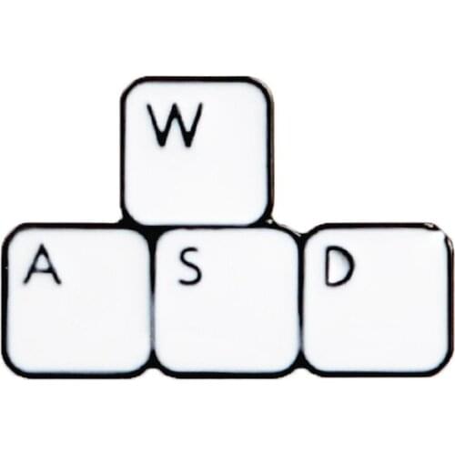 WASD Gaming Keyboard Enamel pin Keys tablets Brooches Gift Game icon Denim Jeans Pin Badge Button Lapel pin for Clothing cap bag