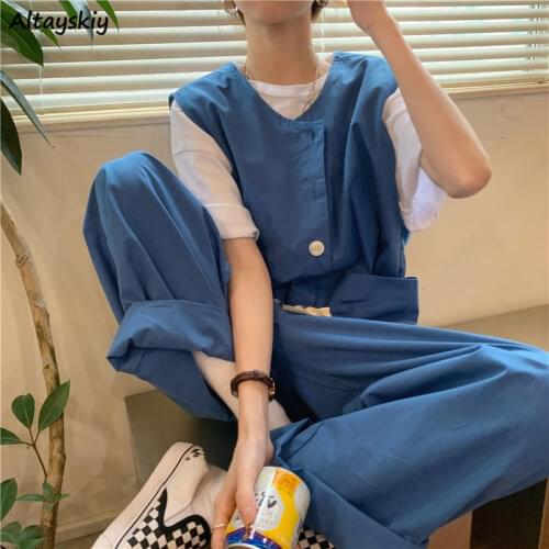 Jumpsuits Women Elegant Ladies Casual All-match Solid Lace-up Streetwear Ulzzang Chic Daily Full-length Breathable Lovey Classy